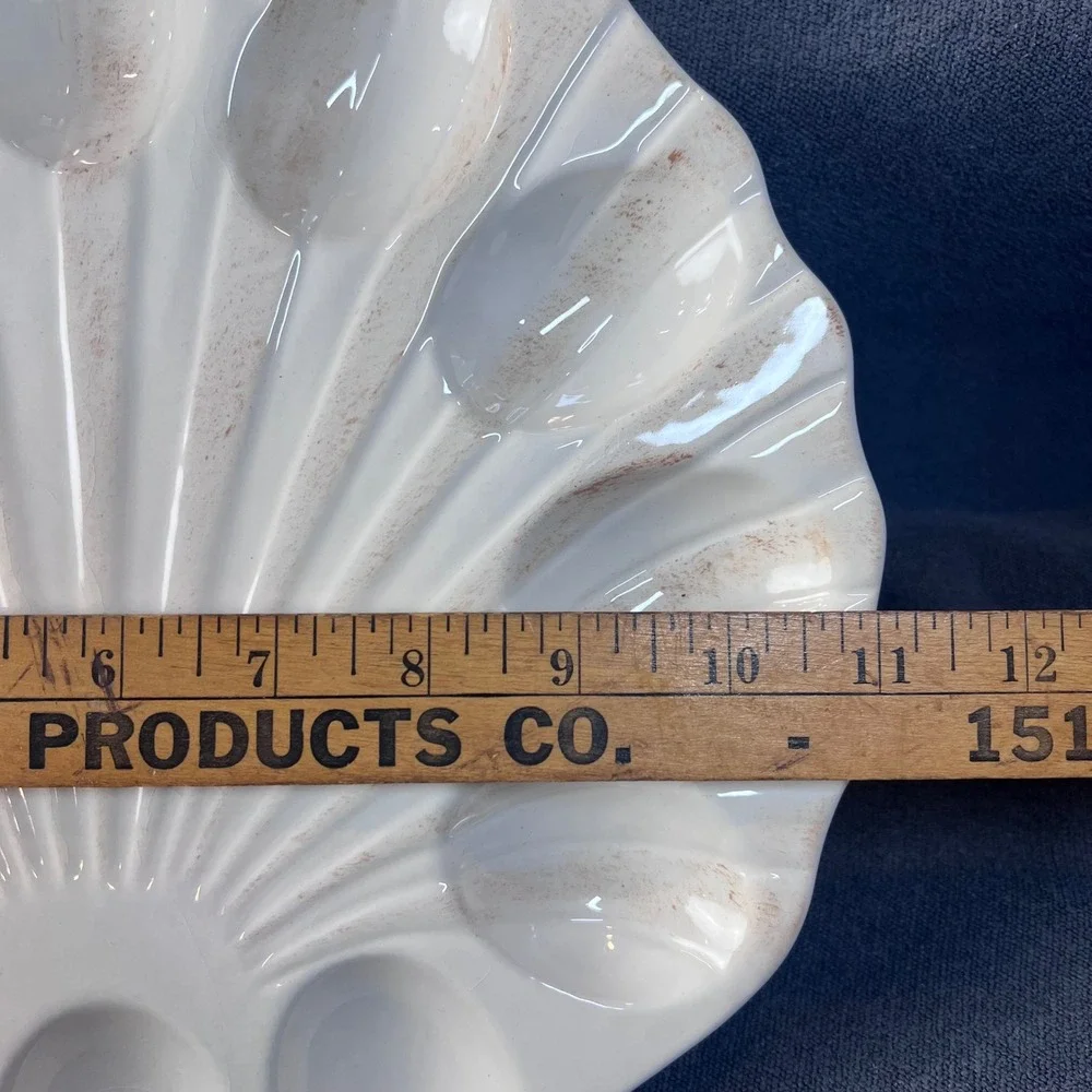 Boston Warehouse Shell Oyster Deviled Egg Platter Ceramic Sea 11.25-in. Nautical